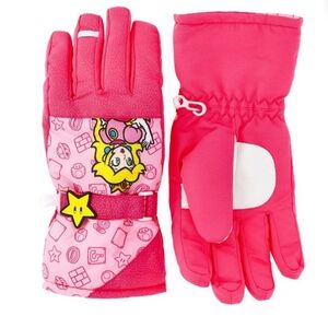 Super Mario Princess Peach Girls Ski Gloves,